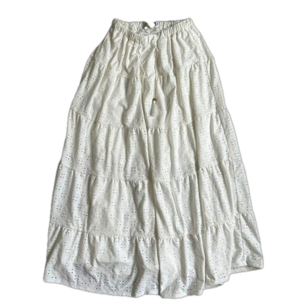 Melissa Paige white, tiered, eyelet Skirt White S/P